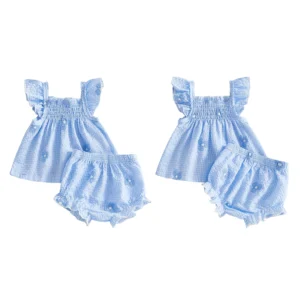 Toddler Girl Floral Print Off Shoulder Ruffle Crop Top and Shorts Set Summer Outfit for Baby Girls 2-7 Years