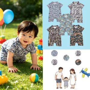 Short Sleeve Camouflage Rompers