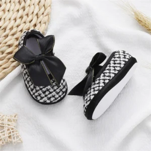 Plaid Mary Jane Shoes with Bow